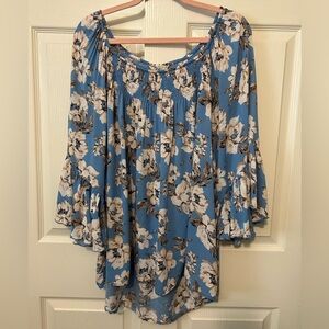 Cato Blue and White Floral Blouse